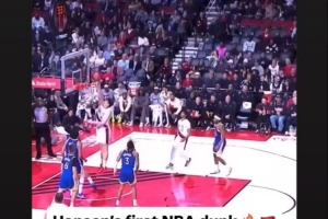 有在關注！余嘉豪社媒轉發楊瀚森NBA生涯首次扣籃