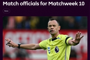 英超第10輪裁判：吉萊特執法熱刺vs切爾西 阿特維爾執法紅軍維拉