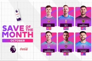英超10月最佳撲救候選：迪恩-亨德森、維卡里奧、塞爾斯在列