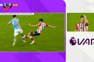 危險動作！奧尼恩蹬踏努內(nèi)斯，VAR介入后被直紅罰下